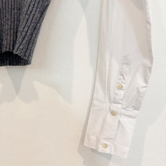 Staud Wool Blend O'Keefe Collared Poplin Ribbed Knit Sweater Blouse Top Small - Picture 5 of 12